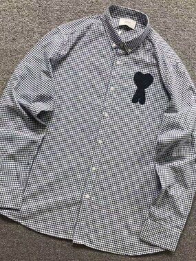 AMI Black and White Checkered Long-Sleeve Shirt